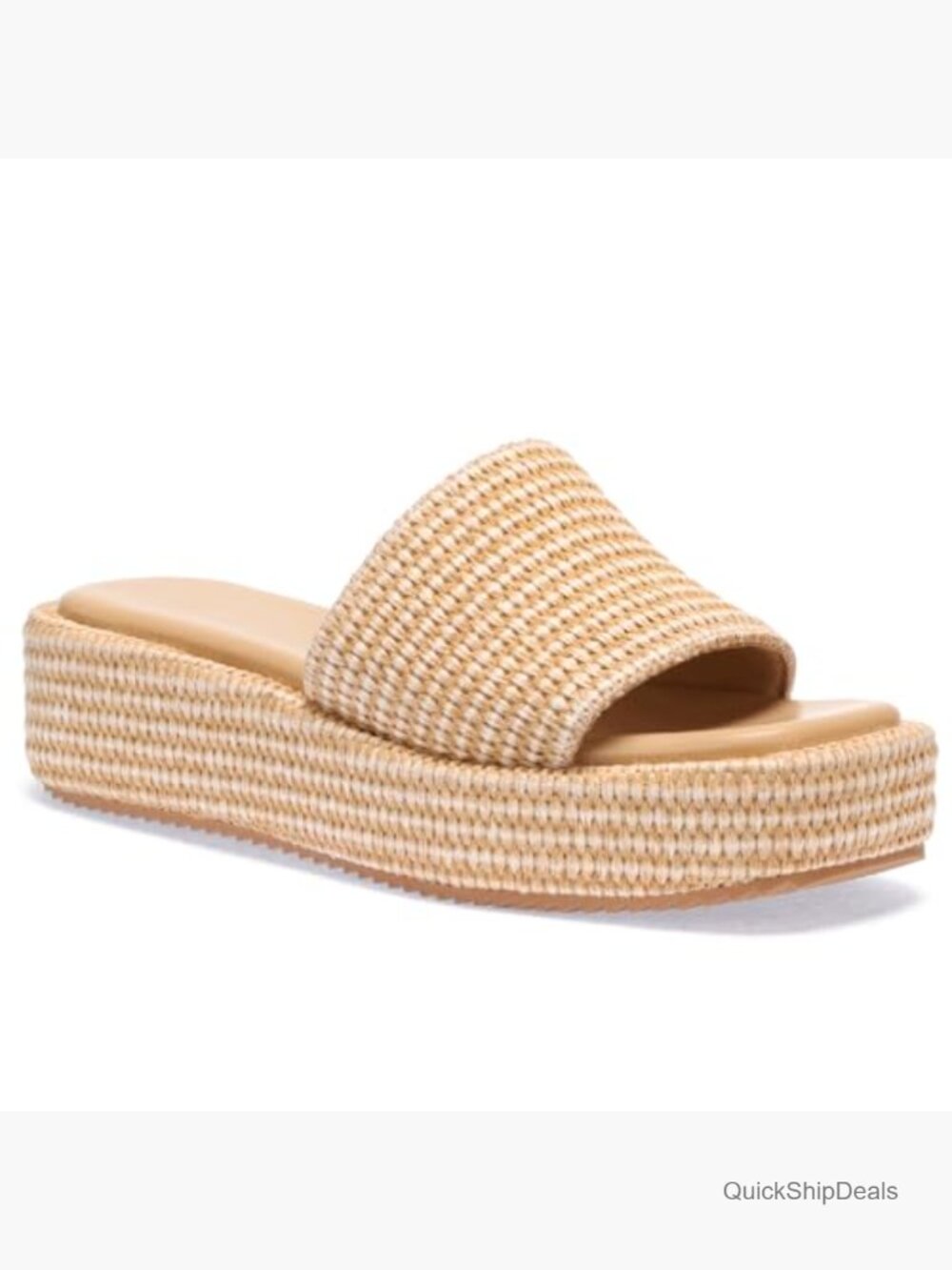 Platform Espadrille Sandals, Woven Straw Flatform Slides, Comfortable Walking - Picture 5 of 7